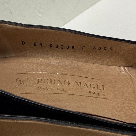 Vintage Bruno Magli Pumps Pointed Toe Black Leather Heels Made in Italy 8.5B - Picture 14 of 14